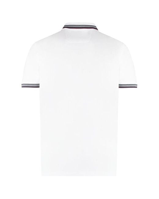 Boss White Logo Embroidered Short-Sleeved Polo Shirt for men