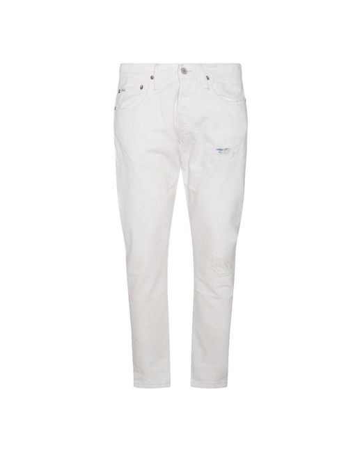 Polo Ralph Lauren White Distressed Slim Fit Jeans for men