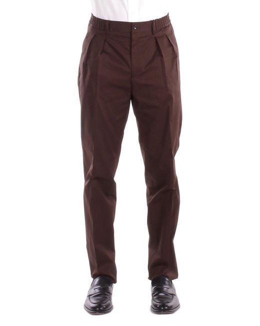 Tagliatore Brown P-Gord Pleated Trousers for men