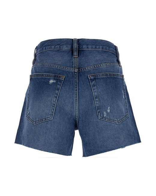 FRAME Blue High-Waisted Bermuda Shorts
