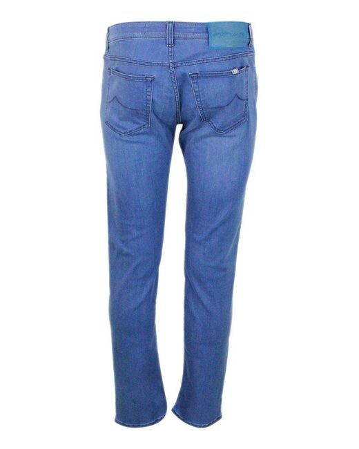 Jacob Cohen Blue Logo Patch Slim Fit Jeans for men