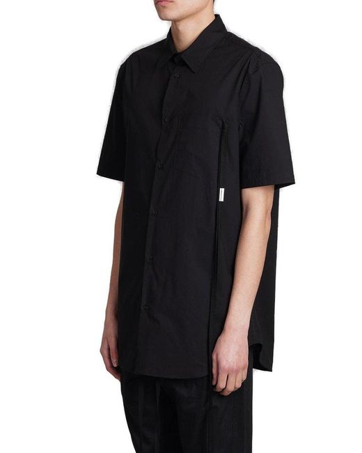Ann Demeulemeester Black Short-sleeved Lace-detailed Shirt for men
