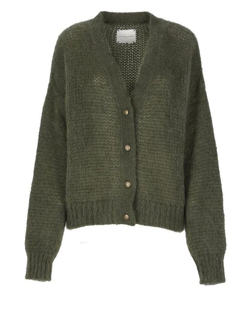 Philippe Model V-neck Brushed Knitted Cardigan in Green | Lyst
