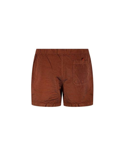 Stone Island Brown Compass Patch Swim Shorts for men