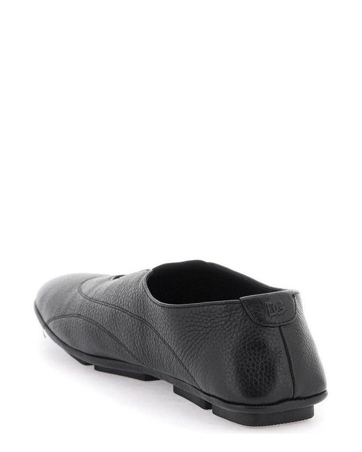 Dolce & Gabbana Black Logo Embossed Loafers for men