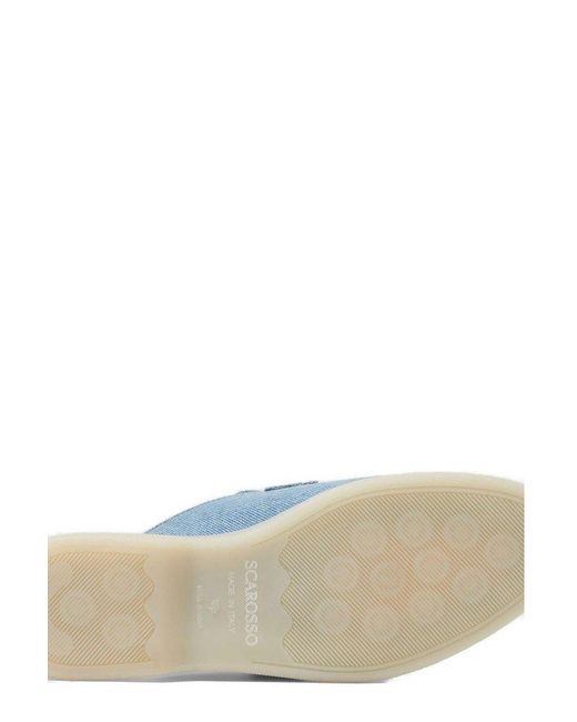 Scarosso Blue Lucrezia Tassel-Detailed Slip-On Denim Mules