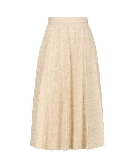 Loro Piana Natural Pleated Midi Skirt