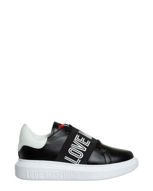 Love Moschino Logo Detailed Low-top Sneakers in Black | Lyst