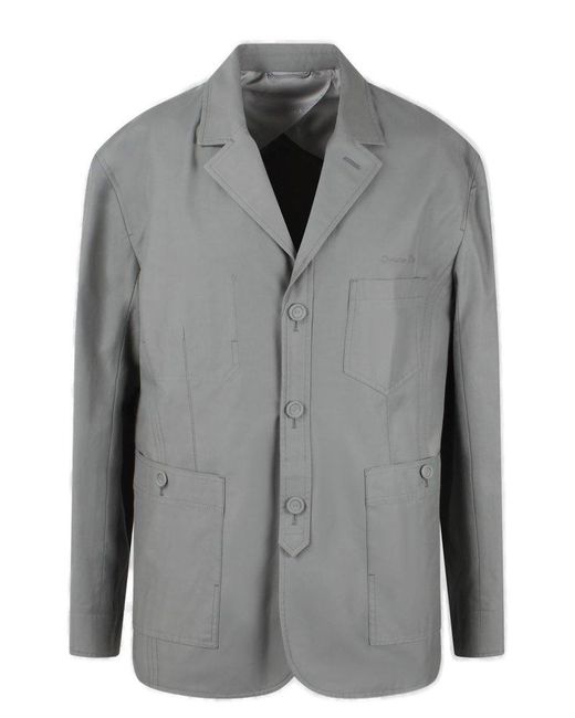 Dior Gray Collared Button-up Work Jacket for men