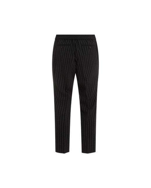AMI Black Paris Striped Pleated Trousers for men