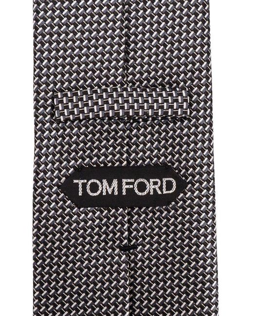 Tom Ford Gray Micro Pattern Printed Tie for men