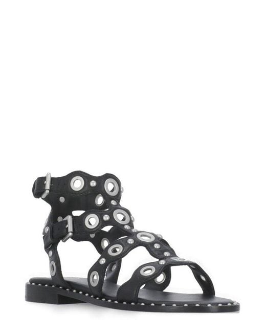 Ash White Stud Detailed Ankle Strap Sandals