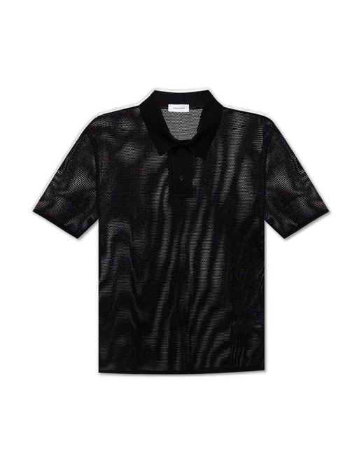 Ferragamo Black Openwork Polo Shirt, for men
