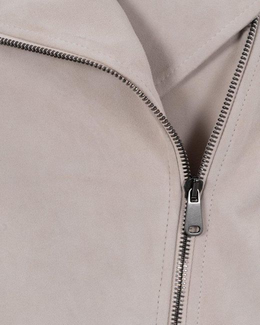 Brunello Cucinelli Gray Long-sleeved Zip-up Biker Jacket