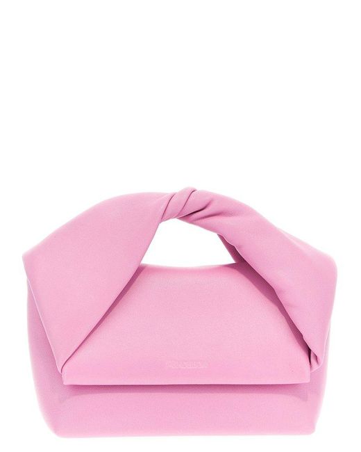 J.W. Anderson Pink Logo Detailed Twister Medium Shoulder Bag