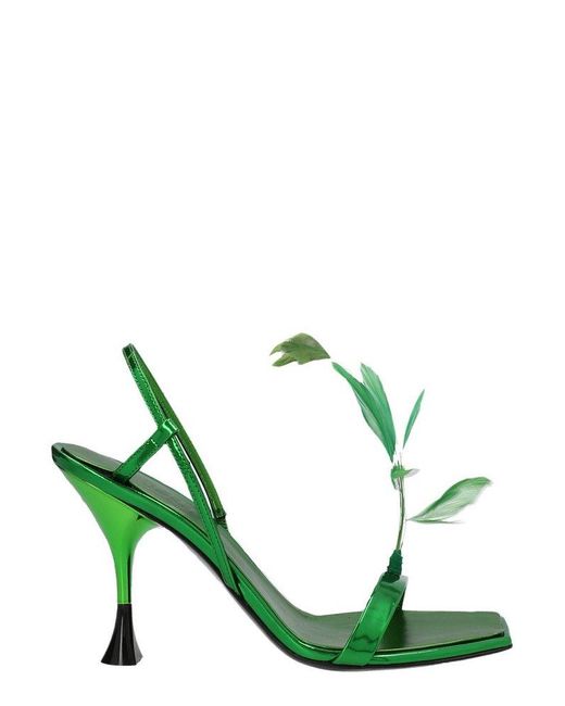 3Juin Green Kimi Vegas Embellished Sandals