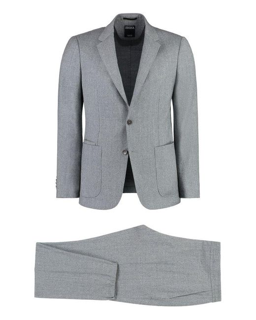 Zegna Gray Two-piece Wool Suit for men