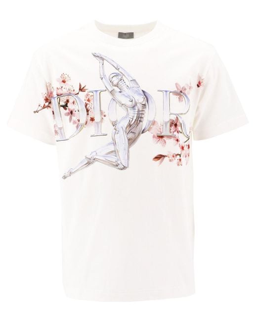 Dior Homme White Dior X Sorayama Robot Logo Printed T-shirt for men