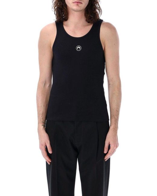 MARINE SERRE Black Fitted Tank Top for men