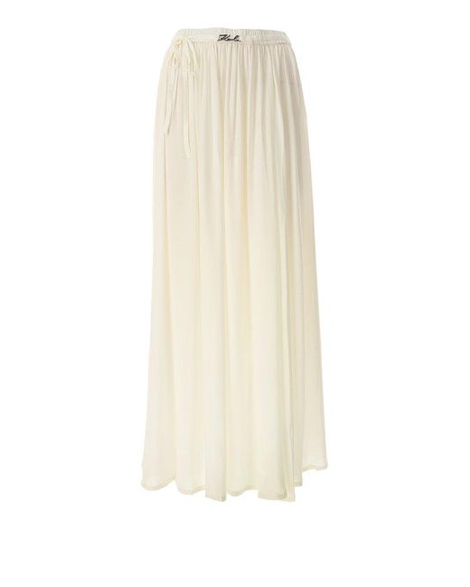 Karl Lagerfeld White Signature Maxi Beach Skirt