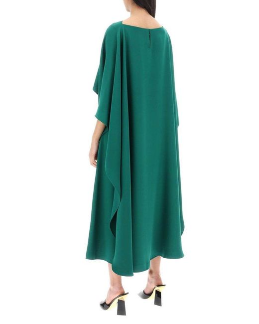 Valentino Green Ruffled Cape Dress