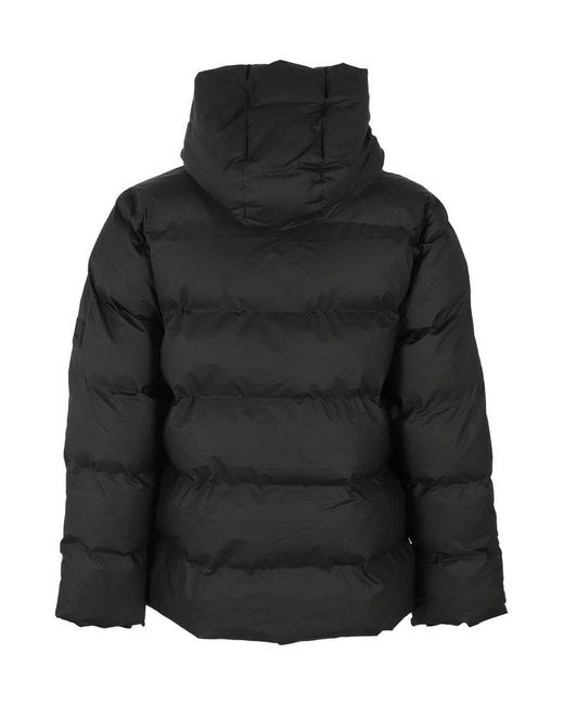 Rains Black Alta Drawstring Hooded Puffer Jacket