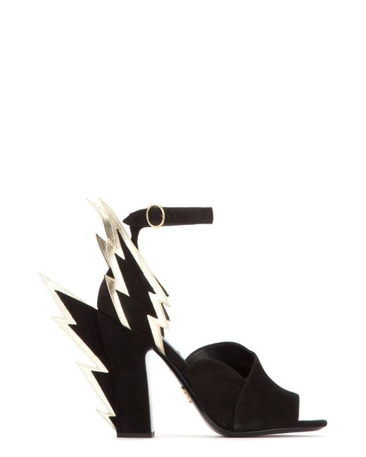 prada black flame heels