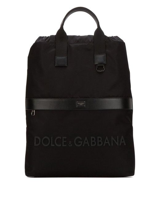 Dolce & Gabbana Black Logo Strap Backpack for men