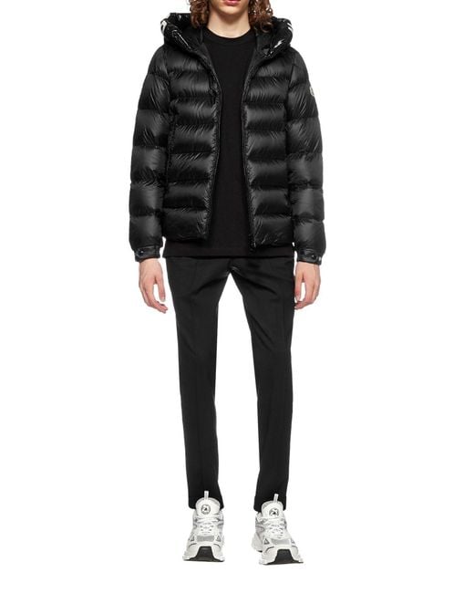Moncler Synthetic Padded Zip-up Hooded Jacket in Black for Men | Lyst