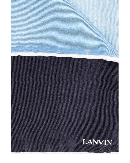 Lanvin Blue Logo Detailed Pocket Square for men