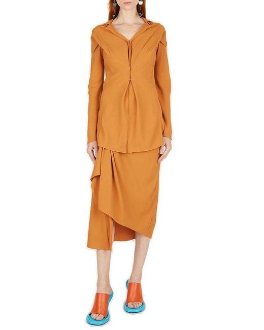 Kiko Kostadinov Orange High-waist Straight Hem Midi Skirt