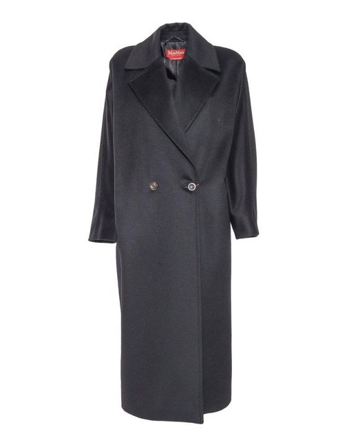 Max Mara Blue Fleece Wool Coat