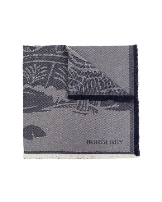 Burberry Gray Scarf With Logo Pattern,