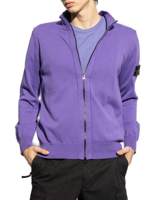 Stone Island Purple Sweatshirt With Logo, for men