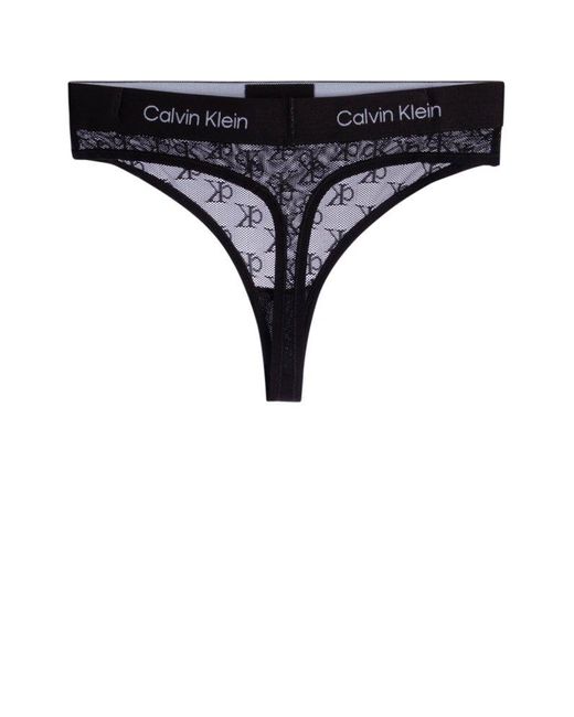 Calvin Klein Lace Detailed Thongs in Black | Lyst