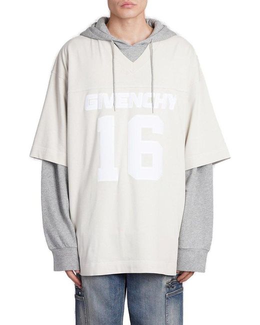 Givenchy White Layered Drawstring Hoodie for men