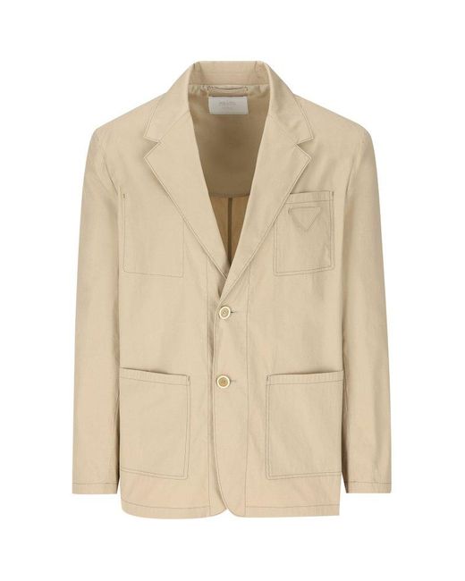 Prada Natural Triangle Patch Button-up Jacket for men