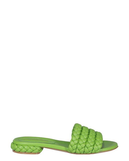 Gianvito Rossi Green Braided Slip-on Sandals