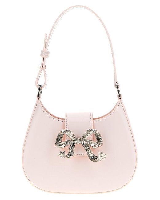 Self-Portrait Pink Crescent Bow Mini Shoulder Bags