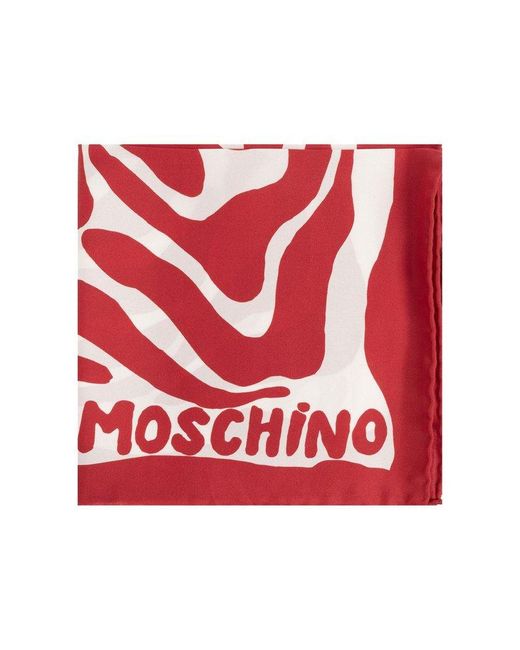 Moschino Red Silk Scarf,