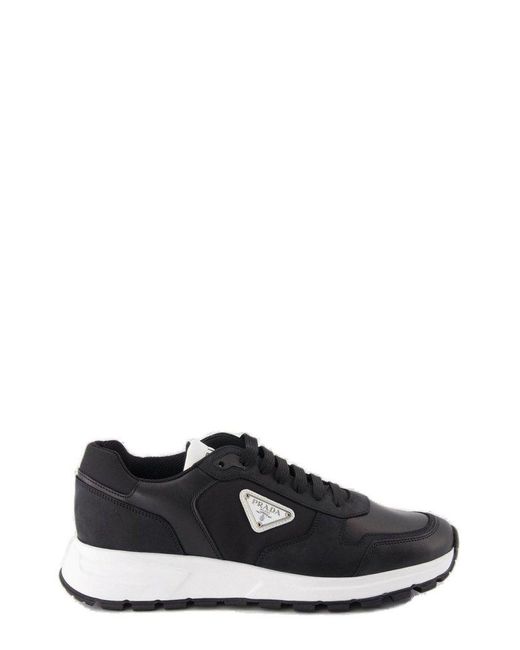 Prada Black Triangle-logo Lace-up Sneakers for men