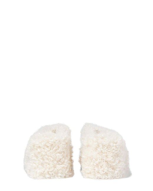 Coperni Natural Fluffy Branded Wedge Sandals