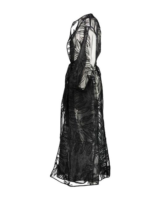Rochas Black Embroidered Design Opera Coat