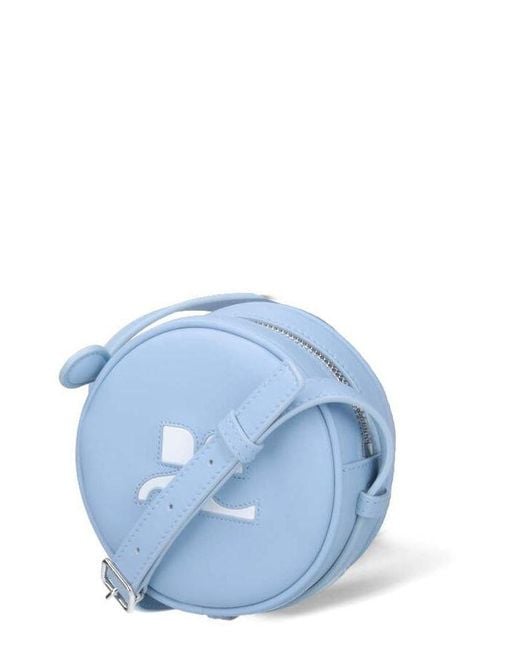 Courreges Blue Reedition Leather Mini Circle Bag