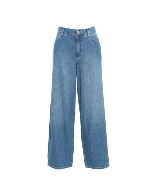 Pinko Medium-Light Denim Palazzo Jeans in Blue | Lyst