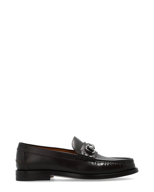 Gucci Black Horsebit Detailed Loafers for men