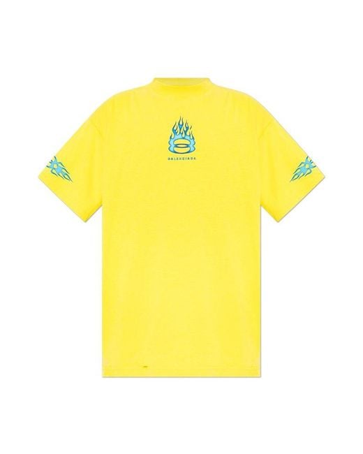 Balenciaga Yellow T-Shirt With Logo for men