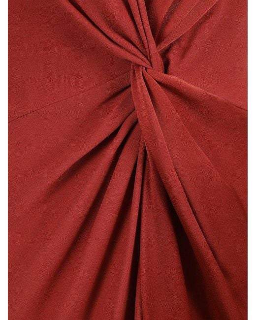 Max Mara Red Pilard V-neck Sleeveless Dress