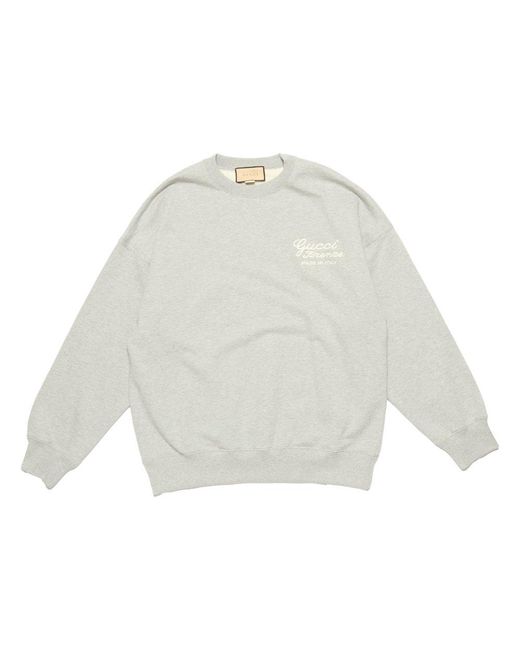 Gucci White Logo Embroidered Jersey Sweatshirt for men