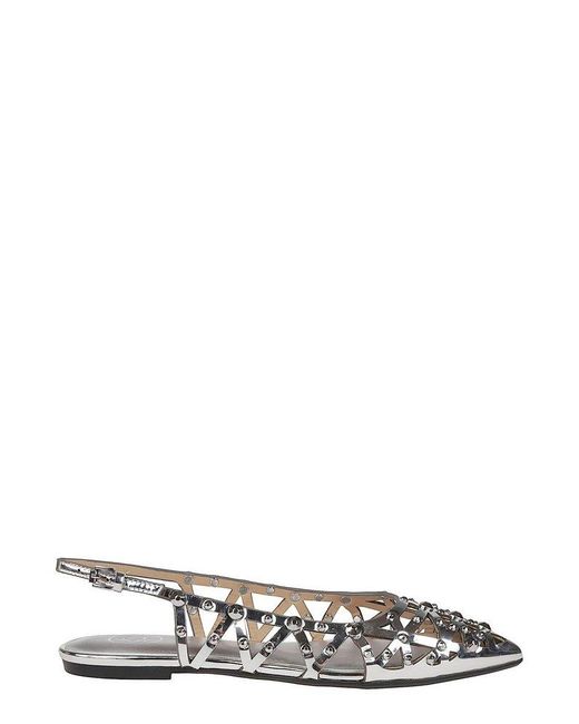 Ash White Bazaar Slingback Stud Embellished Sandals